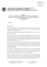 Statement by the Delegation of Armenia in response to the statements by the delegations on the commemoration of the centennial of the Armenian genocide