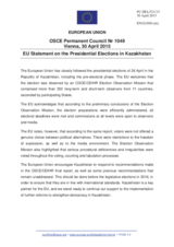 Statement by the Latvian EU Presidency on the presidential elections in Kazakhstan, held on 26 April 2015