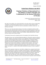 Statement by the Delegation of the United States of America on the ongoing aggression against Ukraine and violations of OSCE principles and commitments by the Russian Federation