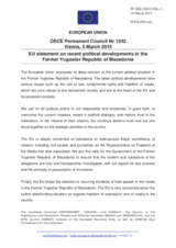 Statement by the Latvian EU Presidency on the recent political developments in the former Yugoslav Republic of Macedonia