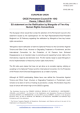 Statement by the Latvian EU Presidency on the ratification by Mongolia of the Optional Protocol to the Convention against Torture and Other Cruel, Inhuman or Degrading Treatment or Punishment, and of the International Convention for the Protection of All
