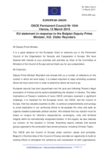 Statement by the Latvian EU Presidency in response to the address by the Chair of the Committee of Ministers of the Council of Europe and Vice-Prime Minister and Minister for Foreign and European Affairs of Belgium, H.E. Didier Reynders