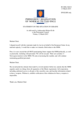 Statement by the Delegation of Norway on the ongoing aggression against Ukraine and violations of OSCE principles and commitments by the Russian Federation