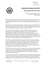 Statement by the Delegation of the United States of America on the International Women’s Day, observed on 8 March 2015