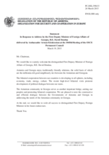 Statement by the Delegation of Armenia in response to the address by the First Deputy Minister of Foreign Affairs of Georgia, H.E. David Dondua