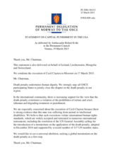 Statement by the Delegation of Norway, also on behalf of Iceland, Liechtenstein, Mongolia and Switzerland, on the death penalty in the United States of America