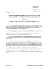 Statement by the Delegation of France in response to the statement by the Delegation of the Russian Federation on the racism, aggressive nationalism, radicalization and neo-Nazism in the OSCE area