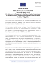 Statement by the Latvian EU Presidency in repsonse to the report by the Co-ordinator of OSCE Economic and Environmental Activities, Dr. Halil Yurdakul Yiğitgüden