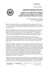 Statement by the Delegation of the United States of America in response to the report by the Chief Monitor of the OSCE Special Monitoring Mission to Ukraine, Ambassador Ertugrul Apakan