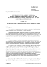 Statement by the Delegation of the Russian Federation on the follow-up to the Committee Study of the Central Intelligence Agency’s Detention and Interrogation Program, published by the U.S. Senate Select Committee on Intelligence on 9 December 2014