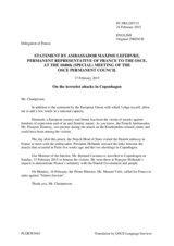 Statement by the Delegation of France in connection with the terrorist attack on 15 February 2015 in Copenhagen
