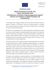 Statement by the Latvian EU Presidency on the ongoing aggression against Ukraine and violations of OSCE principles and commitments by the Russian Federation