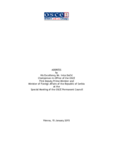 Address by OSCE Chairperson in Office, Serbian Foreign Minister Ivica Dačić