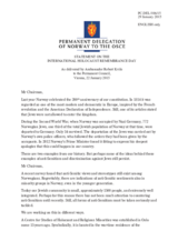 Statement by the Delegation of Norway in response to the addresses by Mr. Andrew Burns and by Ambassador Roksanda Ninčić