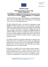 Statement by the Latvian EU Presidency in response to the report by the Head of the OSCE Mission to Bosnia and Herzegovina, Ambassador Jonathan Moore