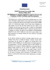 Statement by the Latvian EU Presidency on the ongoing aggression against Ukraine and violations of OSCE principles and commitments by the Russian Federation