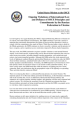 Statement by the Delegation of the United States of America on the ongoing aggression against Ukraine and violations of OSCE principles and commitments by the Russian Federation