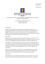 Statement by the Delegation of Norway in response to the address by the Minister of Women’s Affairs of Afghanistan, H.E. Dilbar Nazari