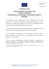 Statement by the Latvian EU Presidency on the abolition of the death penalty in the state of Nebraska, United States of America