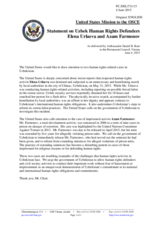 Statement by the Delegation of the United States of America on the detention of human rights defenders Ms. E. Urlaeva and Mr. A. Farmonov in Uzbekistan