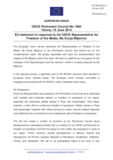 Statement by the Latvian EU Presidency in response to the report by the Representative on Freedom of the Media, Ms. Dunja Mijatović