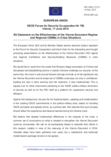 Statement by the Latvian EU Presidency in response to the presentations by Mr. W. Richter, Lieutenant Colonel B. van der Molen, Mr. A. Zagorski and by Major General M. Torres