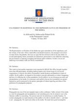 Statement by the Delegation of Norway in response to the report by the Representative on Freedom of the Media, Ms. Dunja Mijatović