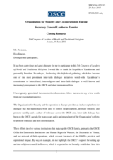 Closing Remarks by OSCE Secretary General Lamberto Zannier Closing Remarks by OSCE Secretary General Lamberto Zannier