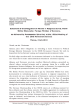 Statement by the Delegation of Albania in response to the address by the Minister for Foreign Affairs of Germany, H.E. Frank-Walter Steinmeier