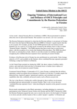 Statement by the Delegation of the United States of America on the ongoing aggression against Ukraine and violations of OSCE principles and commitments by the Russian Federation
