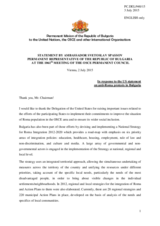 Statement by the Delegation of Bulgaria in response to the statement by the Delegation of the United States of America on concern over anti-Roma statements in Slovakia and anti-Roma protests in Bulgaria