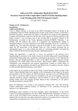 Address by the Secretary General of the Cooperation Council of Turkic Speaking States, H.E. Ramil Hasanov