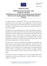 Statement by the Luxembourgian EU Presidency in response to the 2014 Annual Report by the Secretary General on the Implementation of OSCE Recruitment Policies