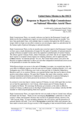 Statement by the Delegation of the United States of America in response to the report by the High Commissioner on National Minorities, Ms. Astrid Thors