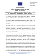 Statement by the Luxembourgian EU Presidency in response to the report by the Head of the OSCE Office in Yerevan, Ambassador Andrey Sorokin