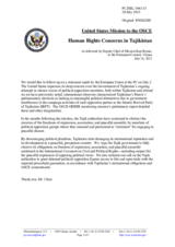 Statement by the Delegation of the United States of America on the human rights concerns in Tajikistan