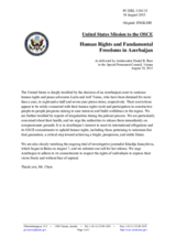 Statement by the Delegation of the United States of America on the human rights and fundamental freedoms in Azerbaijan