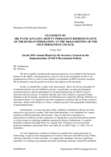 Statement by the Delegation of the Russian Federation in response to the 2014 Annual Report by the Secretary General on the Implementation of OSCE Recruitment Policies