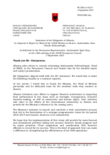 Statement by the Delegation of Albania in response to the report by the Head of the OSCE Mission in Kosovo, Ambassador Jean-Claude Schlumberger