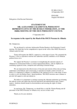 Statement by the Delegation of the Russian Federation in response to the report by the Head of the OSCE Presence in Albania, Ambassador Florian Raunig
