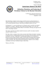 Statement by the Delegation of the United States of America on the abduction and illegal detention of Ukrainian citizens by the Russian Federation