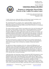 Statement by the Delegation of the United States of America in response to the report by the Director of the Conflict Prevention Centre, Ambassador Marcel Pesko