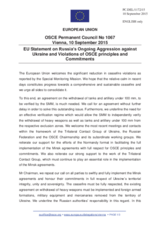 Statement by the Luxembourgian EU Presidency on the ongoing aggression against Ukraine and violations of OSCE principles and commitments by the Russian Federation