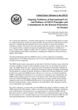 Statement by the Delegation of the United States of America on the ongoing aggression against Ukraine and violations of OSCE principles and commitments by the Russian Federation
