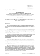 Statement by the Delegation of the Russian Federation on the persecution of Russian journalists in Moldova and restrictions on the activities of Russian journalists in Latvia