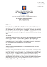 Statement by the Delegation of Norway in response to the Presentation by the Secretary General of the Annual Evaluation Report on the Implementation of the 2004 OSCE Action Plan for the Promotion of Gender Equality
