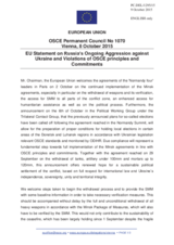 Statement by the Luxembourgian EU Presidency on the ongoing aggression against Ukraine and violations of OSCE principles and commitments by the Russian Federation