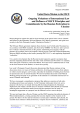 Statement by the Delegation of the United States of America on the ongoing aggression against Ukraine and violations of OSCE principles and commitments by the Russian Federation