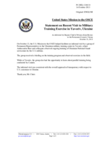 Statement by the Delegation of the United States of America on the recent visit of OSCE Permanent Representatives to a military training facility in Yavoriv, Ukraine