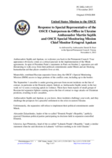 Statement by the Delegation of the United States of America in response to the report by Ambassador Ertugrul Apakan and to the update by Ambassador Martin Sajdik